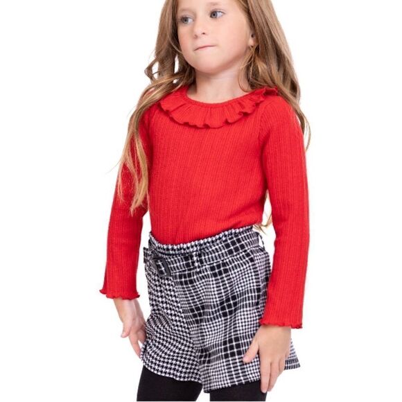 Toddler Girls Comfy Cute Ruffle Top, Shorts and Tights, 3-Piece Set, Size 5T - Picture 6 of 9